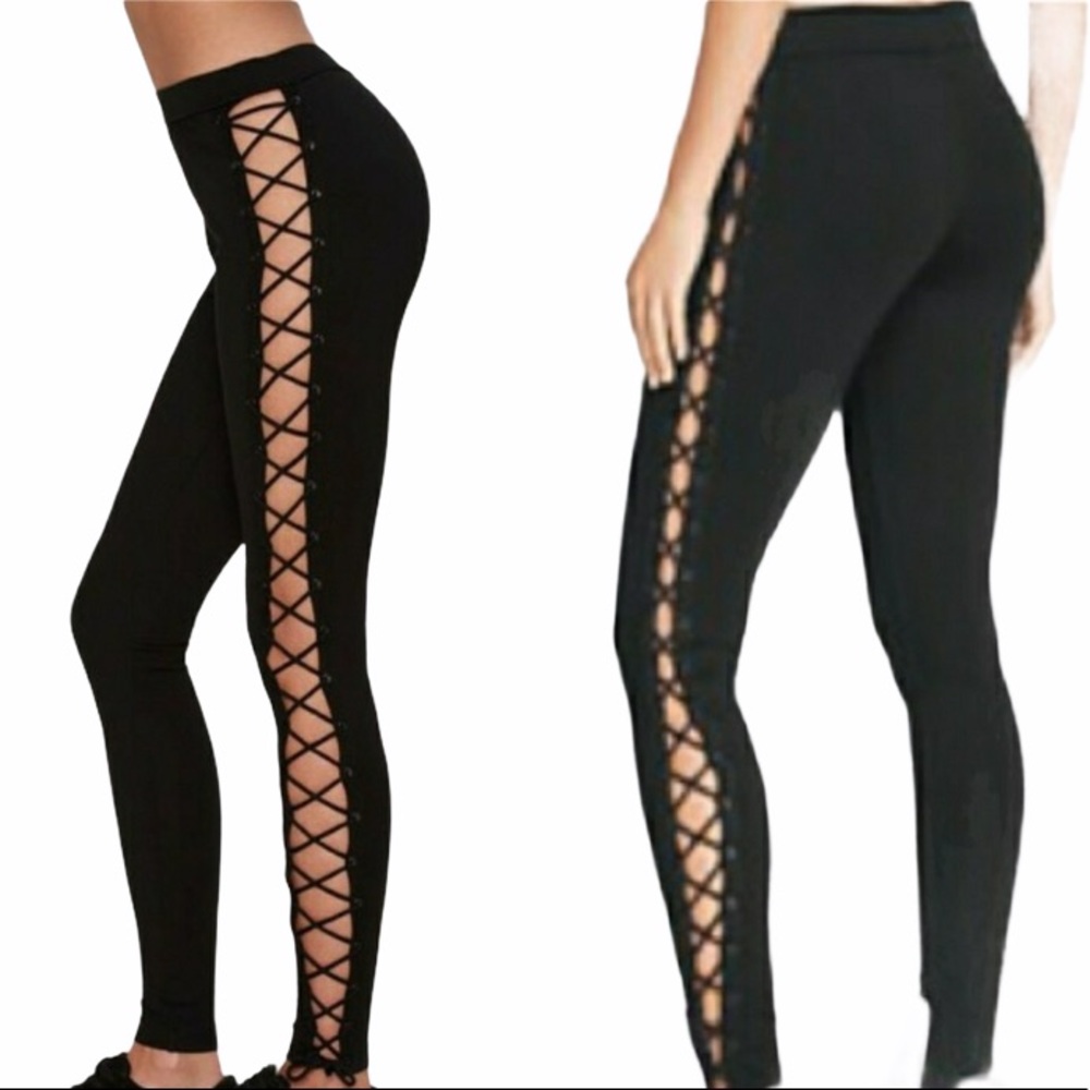 FENTY BY PUMA Black Lace Up Leggings NEW Size L